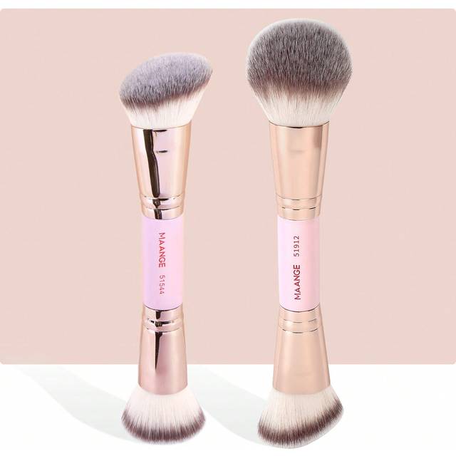 MAANGE 2pcs Twin Head Makeup Brush Set With Blush Brush Foundation Brush Finishing Brush Loose Powder Brush Makeup Tools For Traveling