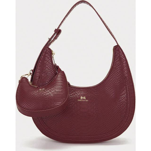 VANESSA MAY 1pc Women&#39;s Vintage Classic Elegant PU Snake Skin Crescent Shoulder Bag With Interior Pouch, Suitable For Casual Business, Christmas, Halloween, Mothe