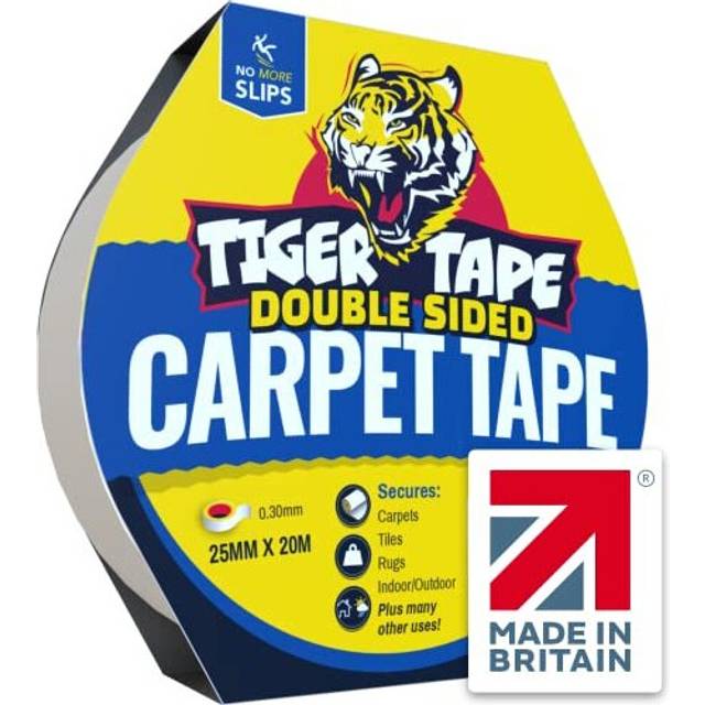 Tiger Tape Carpet Adhesive Tape | Heavy Duty Double sided | Secures Carpets & Rugs. Leaves No Marks or Residue. Reinforced, Strong and Removable,