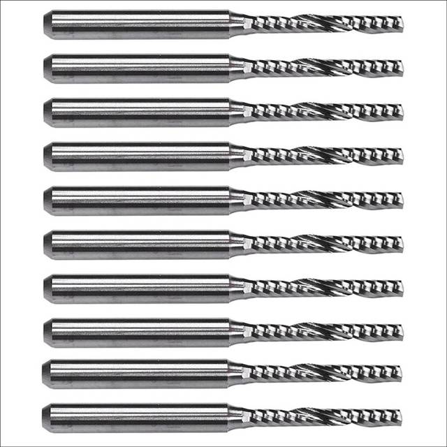10 PCS 2mm x 15mm Carbide Single Flute End Mill Router Bit for Engraving Machine
