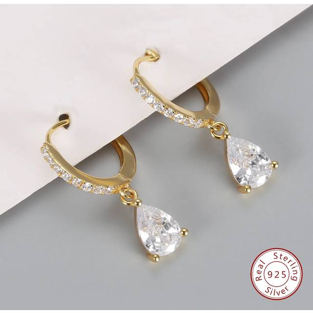 Stylever 1 Pair Zirconia Geometric Drop Earrings Ladies Jewelry For Women S925 Sterling Silver Hoop Earrings Fine Jewelry For Girls Dating Prom Party Decor Hol