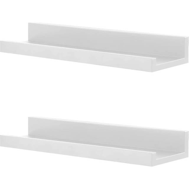 Set Of 2 Floating Wall Shelves Picture Ledge Display Racks Book Hanging Shelf (10 X 5 Cm) - White (10 H x 45 W x 5 D cm)