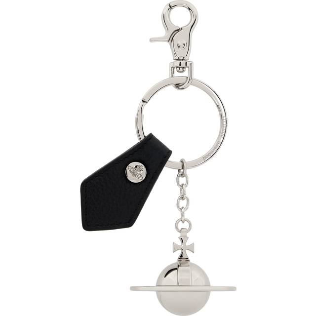 Vivienne Westwood 3d Orb Keyring Metal Black-pu-grain One Size Unisex - BLACK-PU-GRAIN