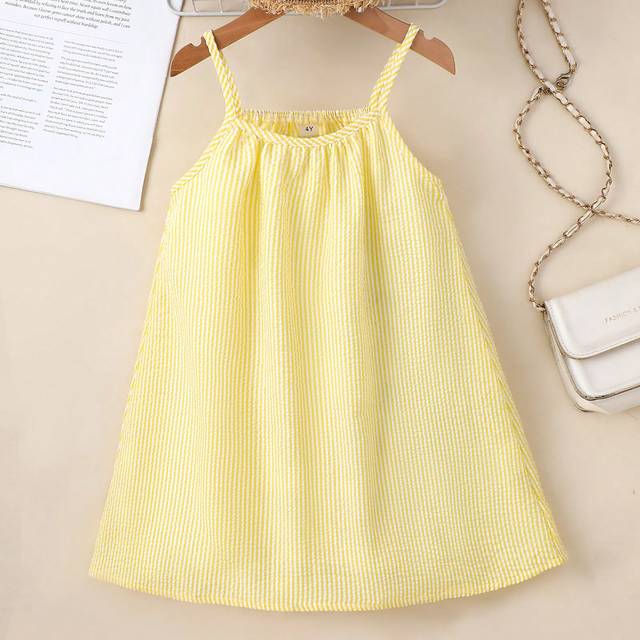 SHEIN Young Girl Striped Spaghetti Strap Loose Casual Dress