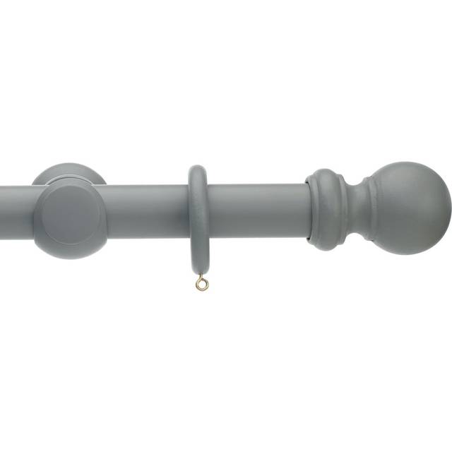 Keswick Wooden Complete Curtain Pole and Hardware Set 35mm - Pale Slate (3.5cm H x 300cm W x 3.5cm D)