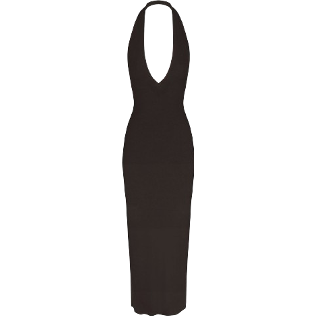 Skims Womens Onyx Soft Lounge Halter-neck Stretch-woven Maxi Dress Xxs - ONYX