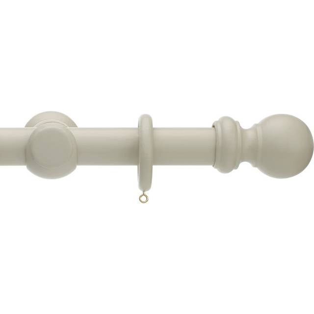 Keswick Wooden Complete Curtain Pole and Hardware Set 35mm - Stone (3.5cm H x 240cm W x 3.5cm D)