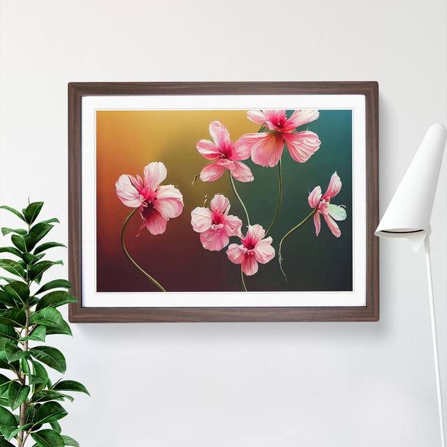 Sweet Flowers - Picture Frame Graphic Art - Walnut Framed (25cm H x 34cm W x 2cm D)