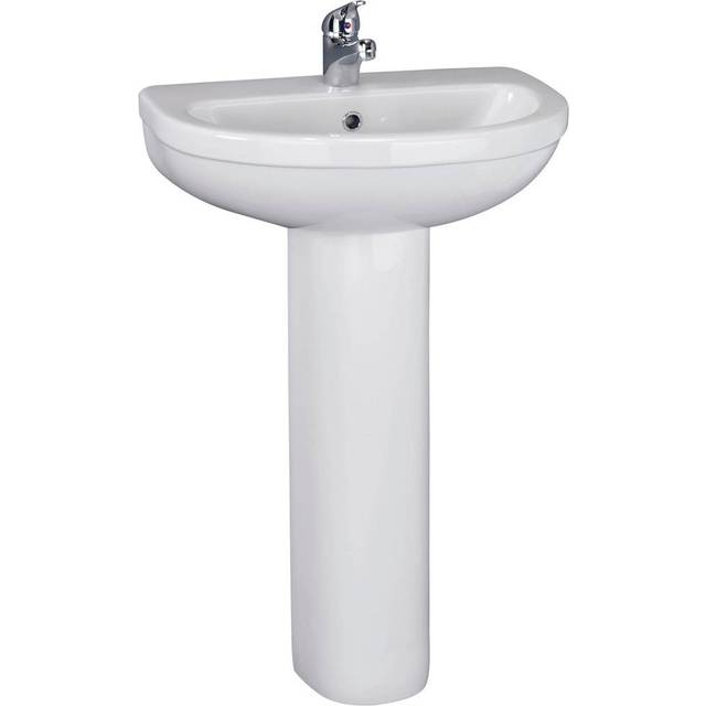 Nuie Ivo Basin with 1 Tap Hole and Full Pedestal | White | Vitreous China | 550mm