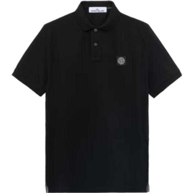 Stone Island, Topp, Herr, S, Bomull, Slim Fit Svart Pikétröja - black (S)