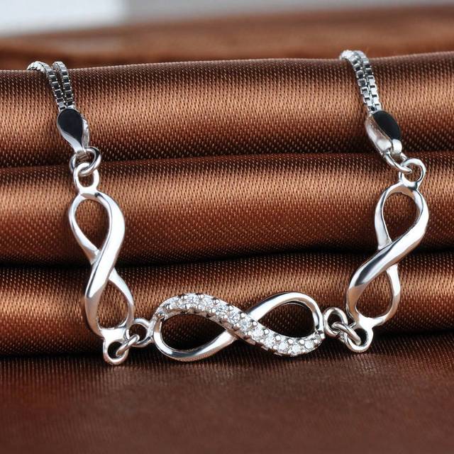SHEIN 1pc 925 Sterling Silver Bracelet, Women Bracelet With Infinity Symbol, Zirconia Stone, For Mom Daughter, Festival Gift, Party, Mother&#39;s Day, Birthday,