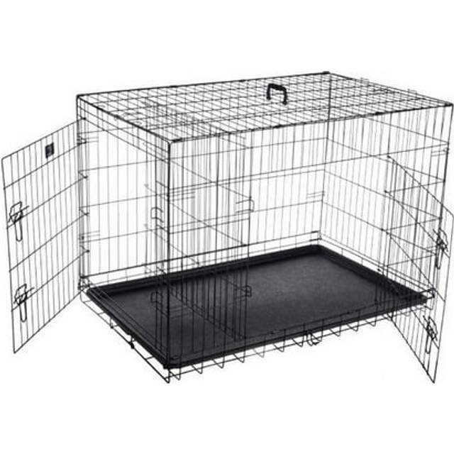 Trademark Global AF321009 42 in. Folding Pet Crate Double Door Kennel Wire Cage