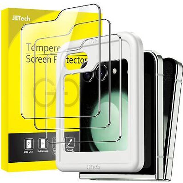 JETech Främre Skärmskydd för Samsung Galaxy Z Flip 6, Härdat Glasfilm med Enkelt Installationsverktyg, Fodral Vänlig, HD Klar, 3-Pack