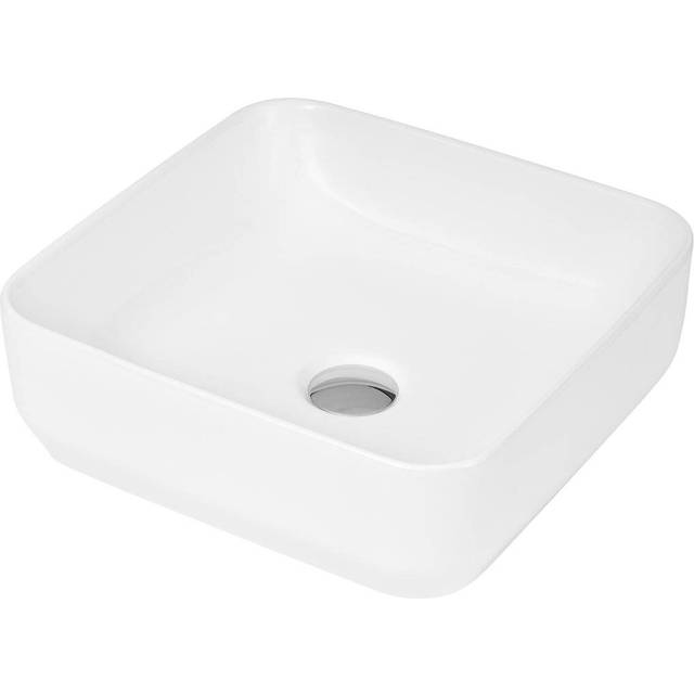Nuie square countertop vessel wash basin 365mm white ceramic bathroom sink