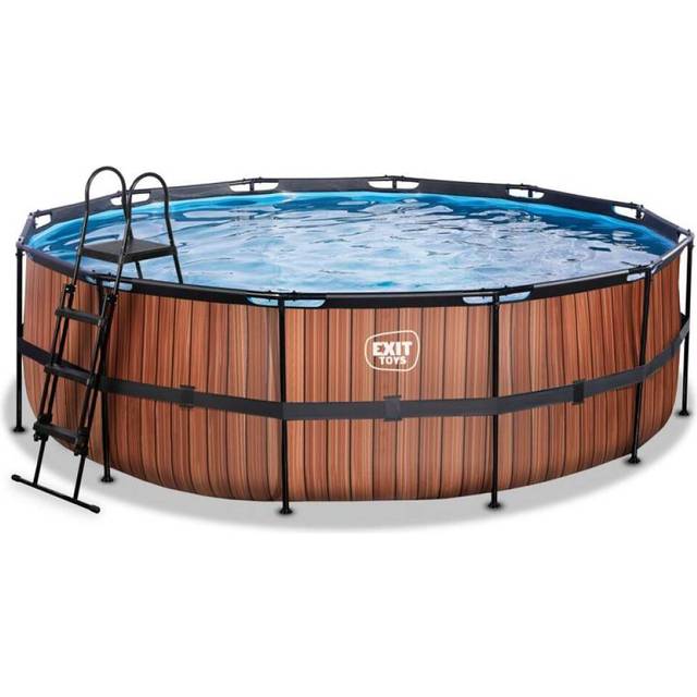 EXIT Wood pool 15ft x 48in with sand filter pump - brown
