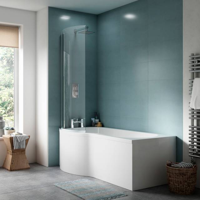 Nuie Curved P Shaped Single Ended Bath LH 1500x850x700
