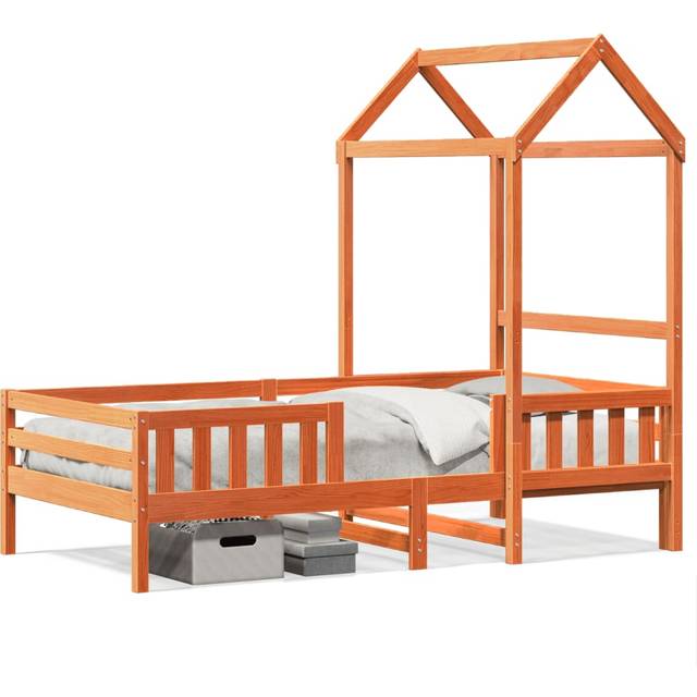 vidaXL Bed Frame with Roof without Mattress Wax Brown 90x190 cm Single