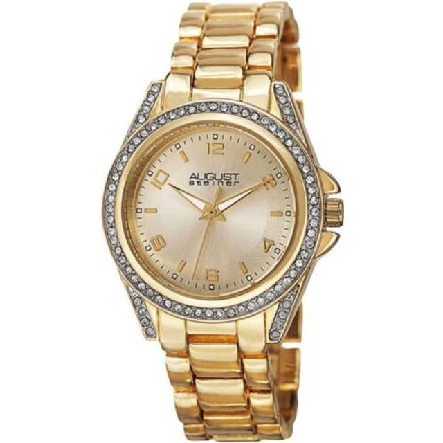 August Steiner As8149yg Crystal Bezel And Lugs Goldtone Womens Watch
