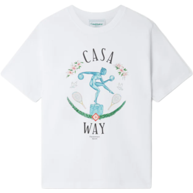 Casablanca Mens Statue En Marbe Printed T-Shirt in White Cotton - Size Large