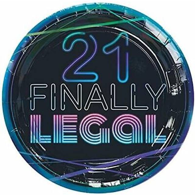 "Dazzling Finally 21 Iridescent Paper Plates (Pack of 8) - 9"""" - Perfect for Ultimate 21st Birthday Celebrations"