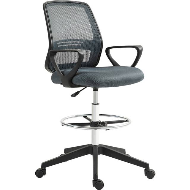 Portland Grey Draughtsman Tall Office Chair with Adjustable Height - 102.5 x 60 x 59.5cm