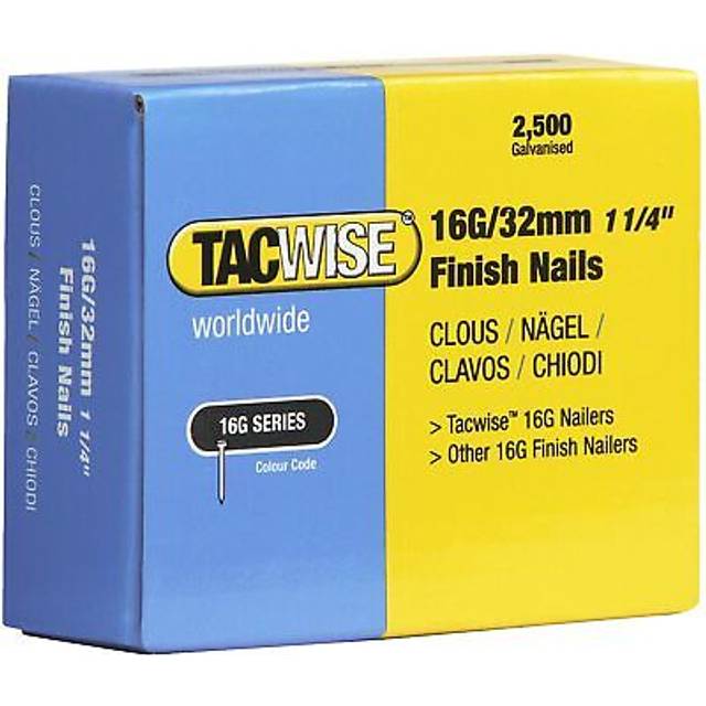 Tacwise 16 Gauge Finish Nails 45mm (2500 Pack) in Chrome