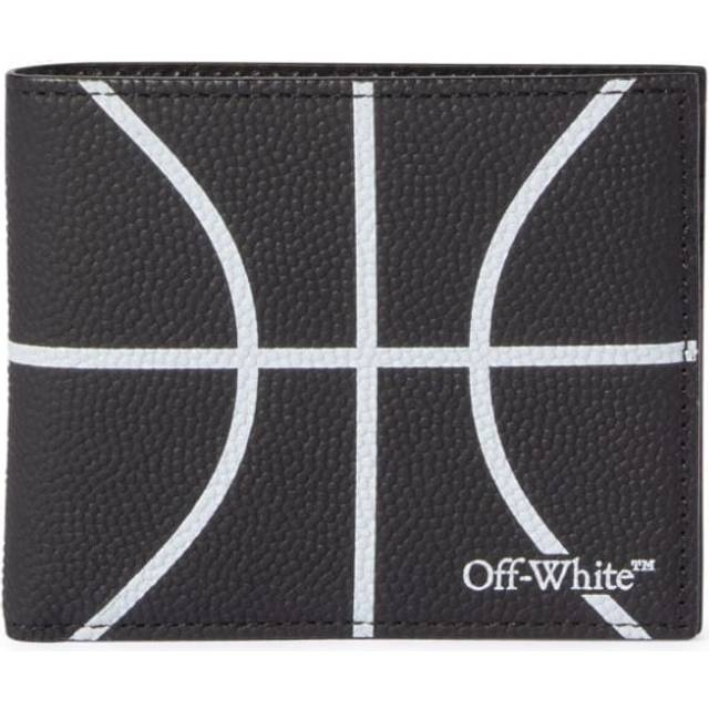 Off-white C/o Virgil Abloh Mens Black White Basket Bifold Brand-print Leather Wallet - BLACK WHITE