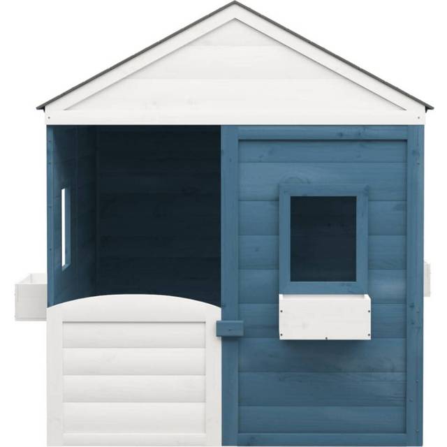 vidaXL Playhouse with Lockable Door and Flower Pots Solid Wood Fir - Blue