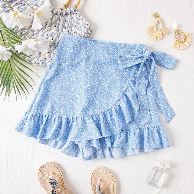 SHEIN Vacation Ethic Printed High Waisted Loose Women Skirt