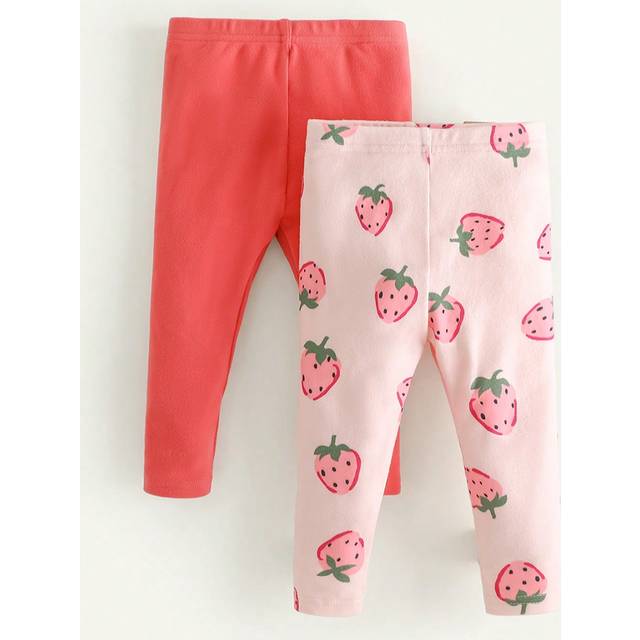 Cozy Pixies 2pcs/Set Baby Girl Strawberry Pattern Knit Elastic Waist Casual Pants Set