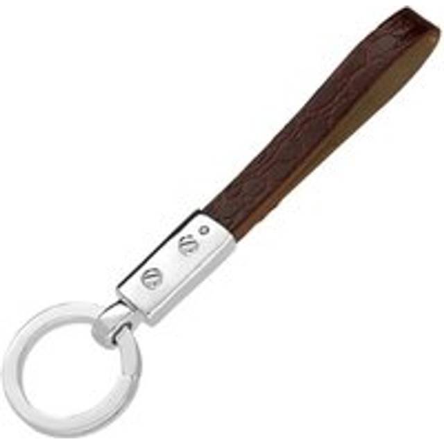 Sterling Silver Looped Red Croc Leather Keyring