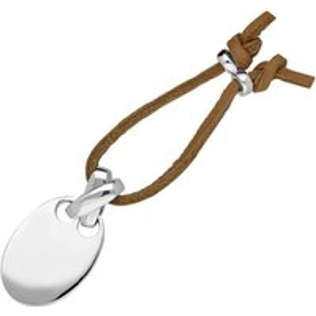 Sterling Silver Tag and Tan Leather Keyring