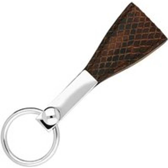 Sterling Silver Looped Snake Effect Leather Keyring