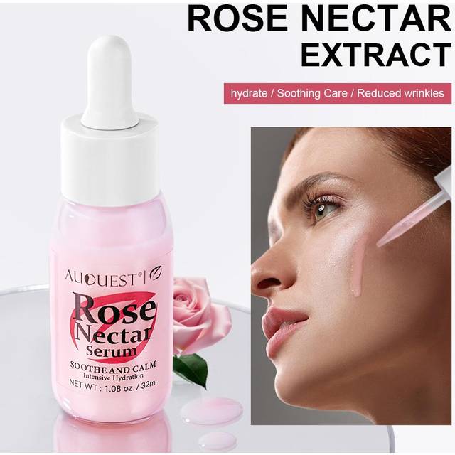 AUQUEST Rose Serum Whitening Brightening Face Essence Moisturizing Glowing Facial Serum Skincare pink