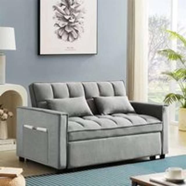 (Grey) Madrid Velvet 2 Seater Sofa Bed