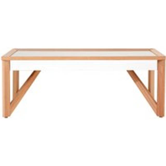 Coffee Table With Beech Wood Frame,Shiny Mirrored Finish Accent Table,Versatile Table For Everyday Use - Beige - One Size