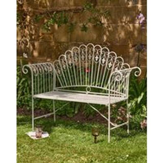 Vintage Style Grey Iron Outdoor Garden Furniture Bench - Large