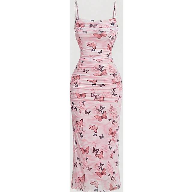 SHEIN Pink Butterfly Print Romantic Cute Women&#39;s Dress Brunch Women Outfit Fall Wedding Guest Dress Homecoming Dresses Date Night Dress Prom Dress Wedding W