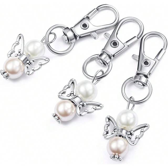 SHEIN Hodeffior Angel Keychains Thank You Card With Keyring, Guardian Angel Keying Kits, Guardian Angel Key Charm, Angel Keychain Favors Angel Wings Pendant