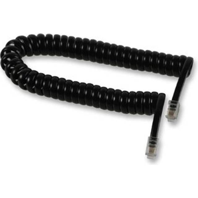Pro signal - black rj10 plug to plug coiled telephone handset cable - 3m