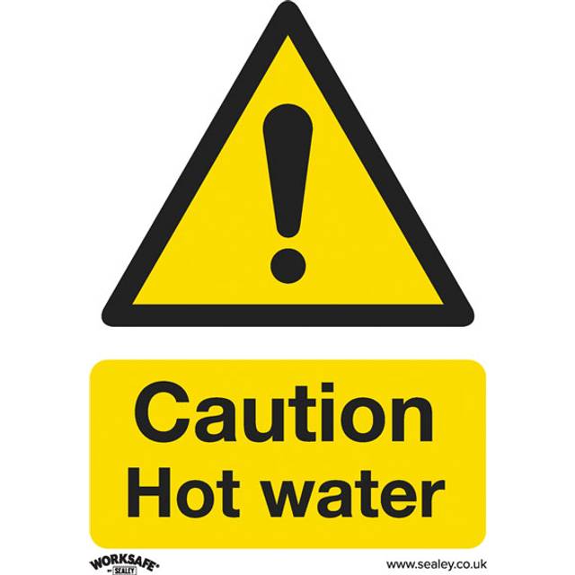 Worksafe SS38V1 Warning Safety Sign - Caution Hot Water - Self-Adh...