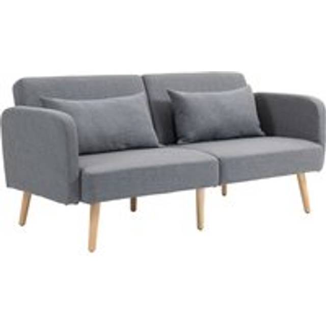 Homcom 3/2 Seater Sofa Bed, Convertible Bed Settee, Modern Fabric Loveseat Sofa Couch With 2 Cushions, Guest Room, Grey