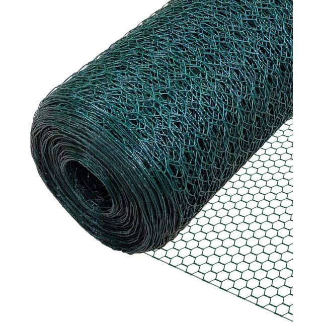 VOUNOT® Maschendrahtzaun Sechseckgeflecht, Drahtzaun Hasendraht Kaninchendraht Hühnerdraht, Maschenweite 13 mm, Höhe 100 cm, Länge 50 m, PVC-Beschichtet Grün