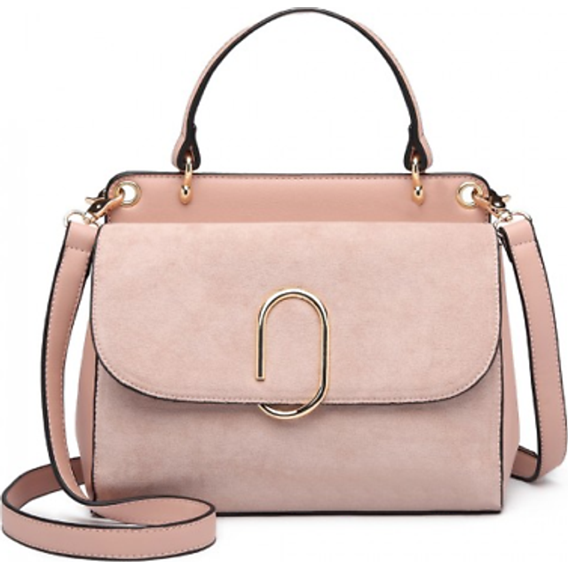 LB6871-MISS LULU STYLISH LADIES LEATHER HANDBAG SHOULDER BAG PINK