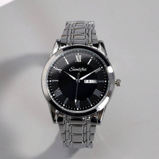 SUNLIFEX Men&#39;s Dual Calendar Business High-End Luxury Wristwatch, Fashionable And Exquisite, Water Resistant, Quartz Watch With Watch Gift Box And Watch Tool,