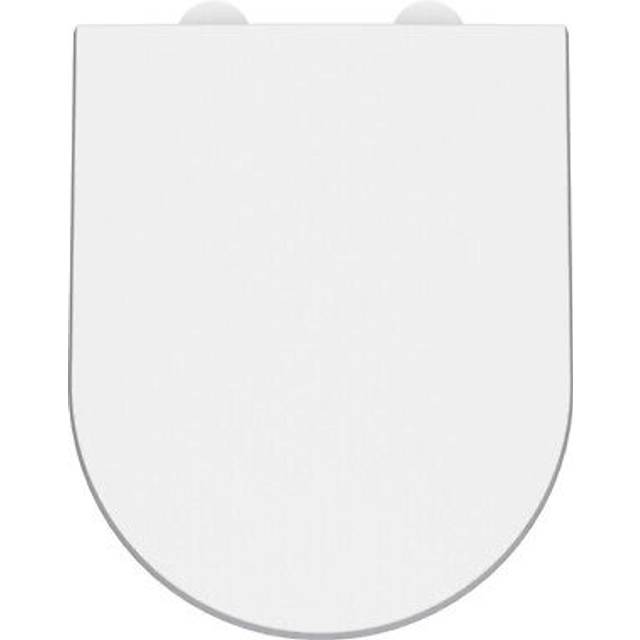 nuie D Shape Soft Close Toilet Seat, QR, Top Fix, White Caps, White