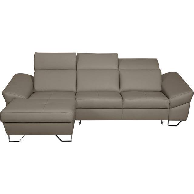 Monza Leather Corner Sofa with Sleeping Function and Underseat Storage - Tan (99cm H X 274cm W X 186cm D)