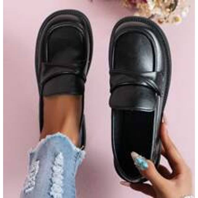 Kvinnors Svart utan Snörning Penny Loafers & Kul Rund Tå Lågklackad Skor (CN35,CN36,CN37,CN38,CN39,CN40,CN41,CN42)
