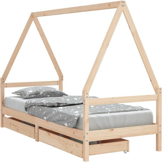 vidaXL Kids Bed Frame with Drawers White 80x200 cm Solid Wood Pine