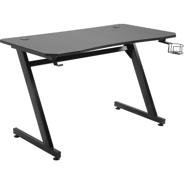 Maplin Plus Steel Frame 74.5 x 120 x 65cm Gaming Desk with Cup / Headphone Holder & Adjustable Feet (Black)